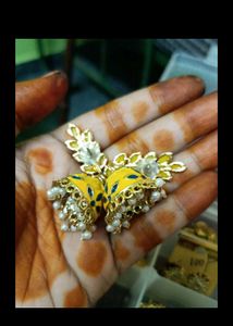 Yellow Jhumka Earrings