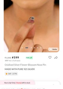 Oxidised Silver Flower Nose Pin