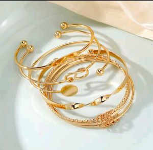 Set of 6 Gold Tone Bracelets