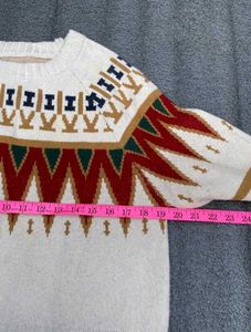 Patterned Knit Pullover Sweater
