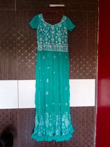 Teal Embellished Anarkali Dress