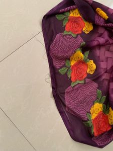 Beautiful Purple Floral Print Saree