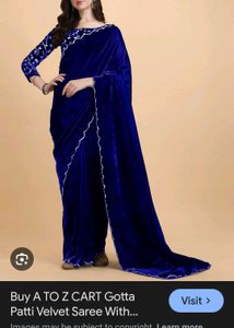 Elegant Blue Velvet Bollywood Saree