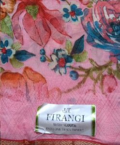 Beautiful Floral Pink Saree with unstitched blouse