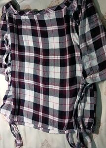 White &amp; Maroon Checked shirt