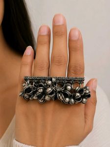 Oxidised Silver Jhumka Ring