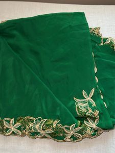Bangalore crepe Green Embroidered Saree