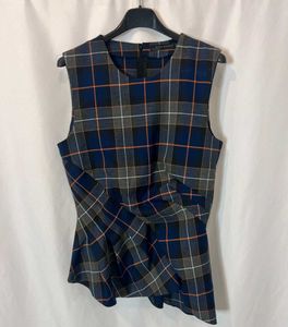 Plaid Sleeveless Peplum Top