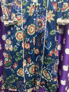 Blue Floral Kurta Set