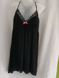 Black Lace Trim Nightgown