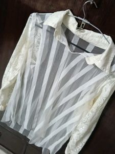 Elegant Sheer Striped Shirt  Top