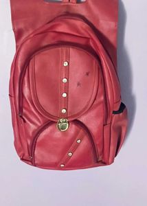 Stylish Red Faux Leather Backpack