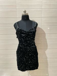 imported Sparkling Starry Night Velvet Mini Dress