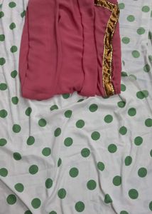 Elegant Pink Saree with Gold Border