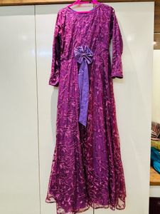 Elegant Purple Floral Embellished Gown