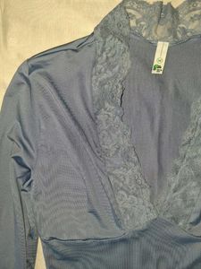 Elegant Blue Lace Robe