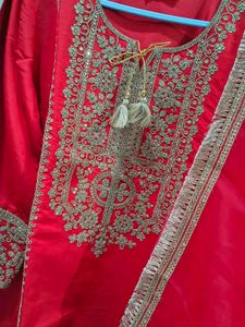Beautiful Orange Embroidered Kurta Set