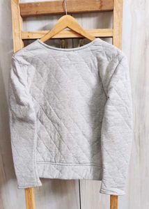Grey Quilted Zip-Up Jacket size-36