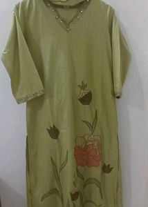 Light Green Kurta with Floral Print