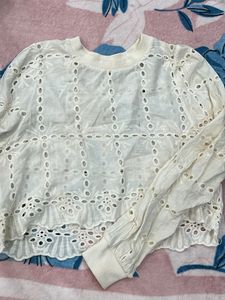 Eyelet Embroidered Long Sleeve Top