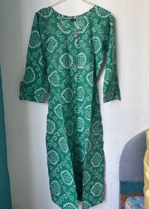 Green Bandhani Print Kurta