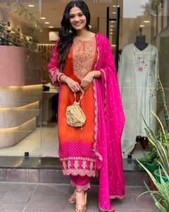 Designer Pink Chinon Suit 🧡🩷