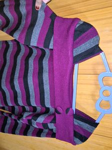 NEW Purple Striped Off-Shoulder Top