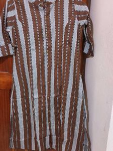 Brown Striped Kurta