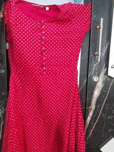 Elegant Pink Kurta with Polka Dot Print