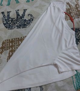 New White Poly Cotton Regular Tishirt