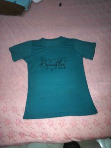 Teal T-Shirt with 'Beautiful' Graphic