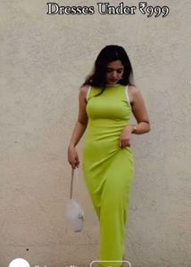 Lime Green Ribbed Maxi Dress