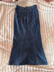 dark washed Long Denim Skirt