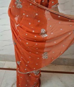 Embellished  Saree Blouse rust orange
