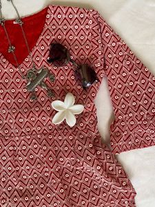 Patterned Red Tunic Top