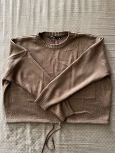 Brown Knit Sweater with Pocket