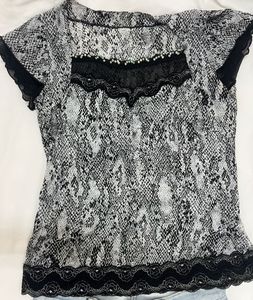 WHO'S NEXT Korean Vintage Y2K Snake Print Mesh Top