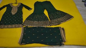Elegant Green Gharara Suit Set