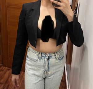 Black Cropped Blazer Jacket