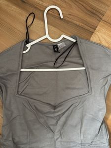 Gray Square Neck Dress