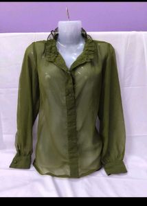 Sheer  Olive Green Top