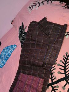 New Maroon Suit Set Semi-Stitched
