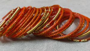 Orange &amp; Gold Bangle Set