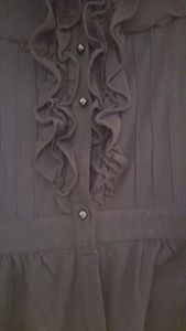 Vintage Black Ruffle Front Jacket
