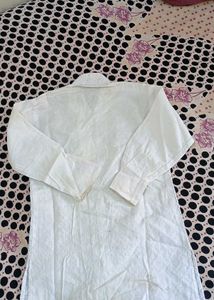 Boys' White Embroidered Kurta jacket set