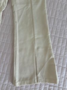 Cream Flare Pants with Slit Detail