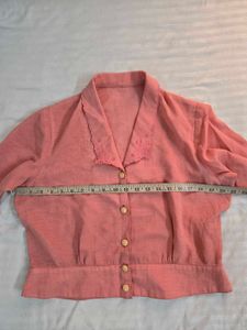 Pink Embroidered Collar Blouse size M