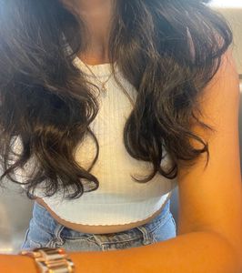 White Ribbed Tie-Back Crop Top