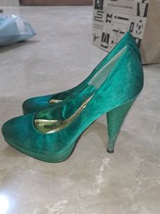 Vintage Italian H&amp;M Satin Platform Heels