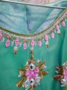 Stunning Green Embroidered Ethnic Gown